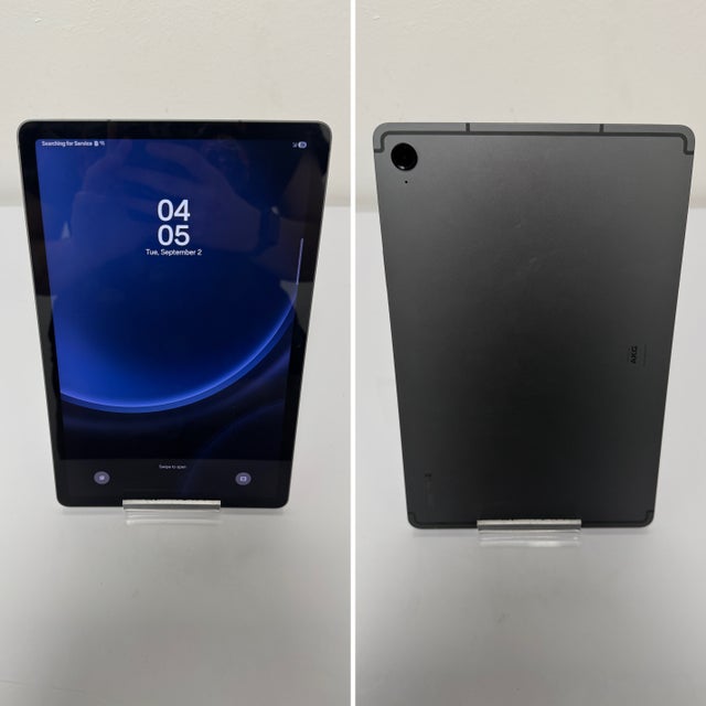 Front and back views of a Samsung Galaxy Tab S9 FE photographed for Yoshi’s Tronics